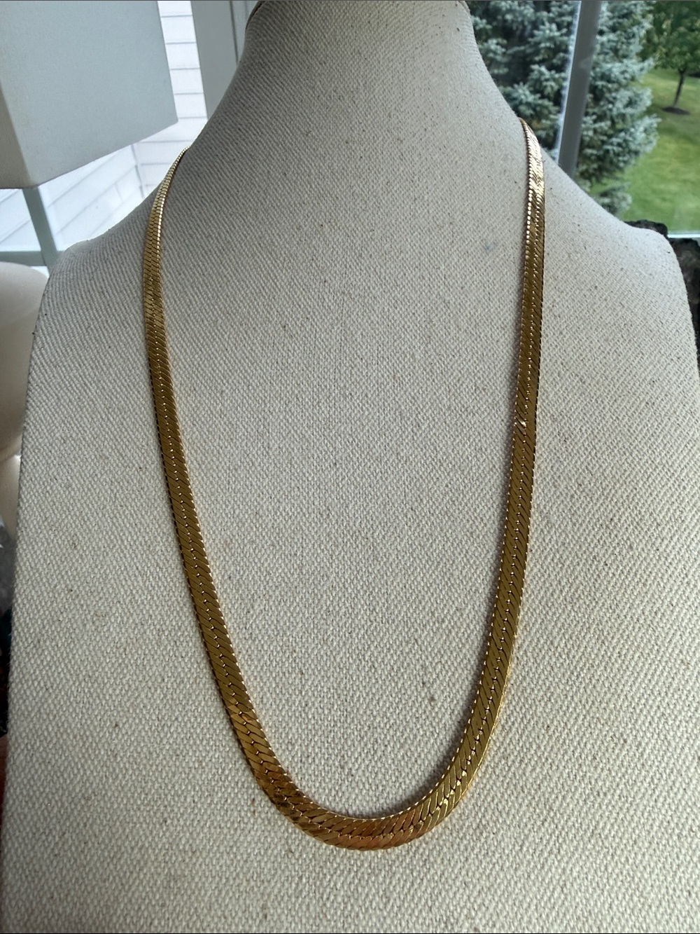 Gold-Tone Herringbone Necklace - Elegant Women’s Jewelry